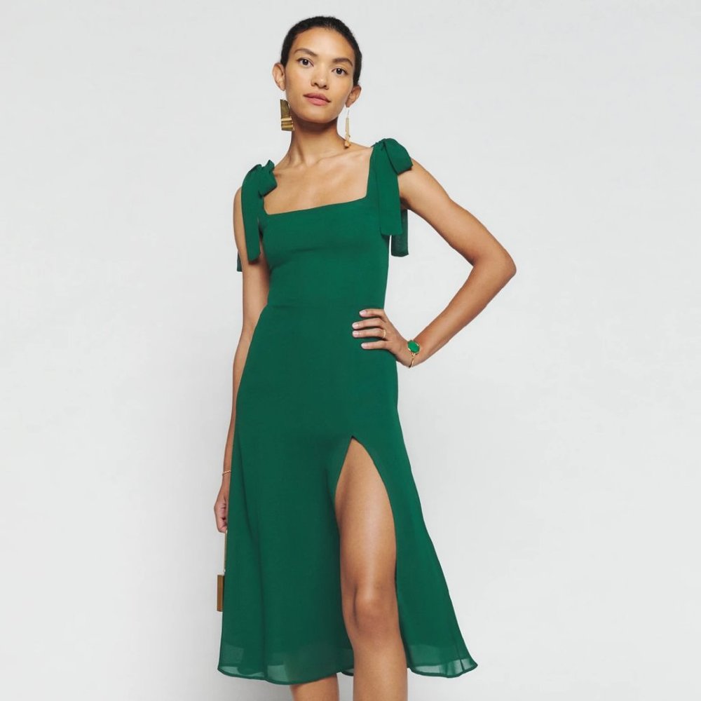Reformation Twilight Dress in Emerald